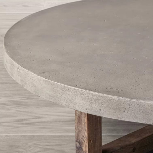 Modern Industrial Concrete Coffee Table Rustic Wood Base - Coffee table - QONKA HOME