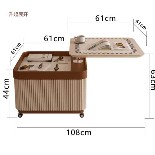 Square Lift‑Top Mobile Nightstand With Drawers & Side Table &Storage Bedside Cabinet With LED Light - Bedroom ...