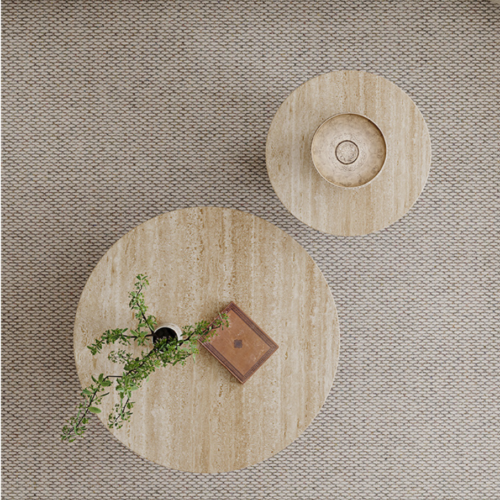 Round Natural Travertine Nesting Coffee Table Set - Coffee table - QONKA HOME
