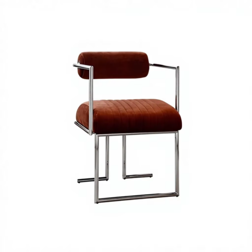 Modern Cylinder Back Dining Chair with Polished Stainless Steel Frame, Upholstered Accent Chair - Dining chair - QONKA HOME