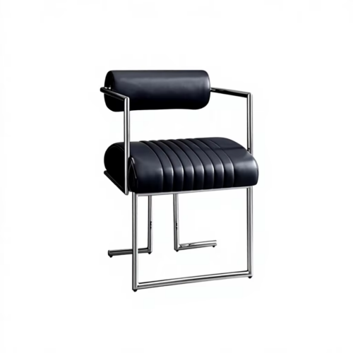 Modern Cylinder Back Dining Chair with Polished Stainless Steel Frame, Upholstered Accent Chair - Dining chair - QONKA HOME