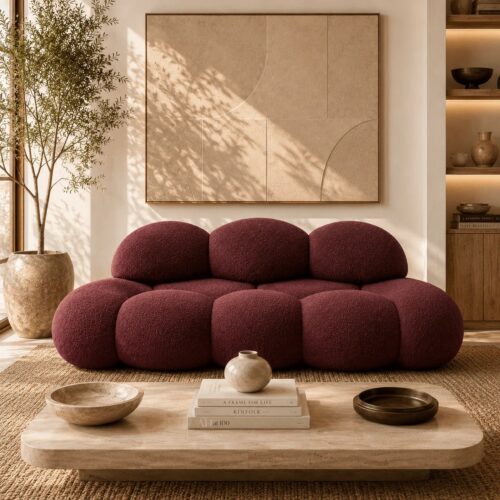 Cloud‑Shaped Boucle Wabi‑Sabi Bubble Sofa Soft Modular Couch For Home Decor - Sofa - QONKA HOME