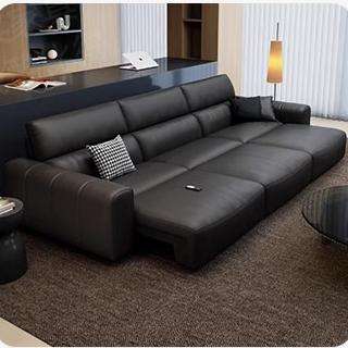 Taupe Leather Shaped Electric Reclining Sectional Sofa With Power Chaise - Sofa - QONKA HOME