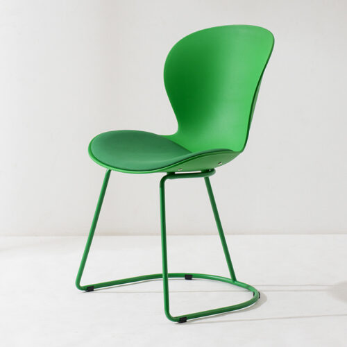 Modern Plastic Dining Chair Sled Metal Base Upholstered Seat Side Chair Multi‑Color Option for Kitchen Dining Room - Din...