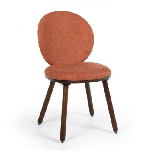 Modern Round Back Dining Chair Chenille Fabric Upholstered Side Chair with Solid Rubber Wood Legs for Home Kitchen - Dinin...