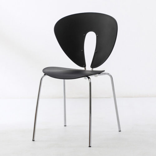 Modern Hollow Plastic Dining Chair with Color Coated Metal Legs Creative Curved Accent Chair - Dining chair - QONKA HOME