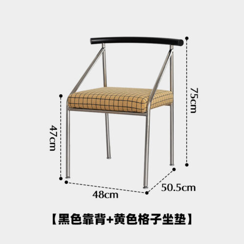 Dining Chair With White Ash Wood Backrest Stainless Steel Frame Fabric Upholstered Cushion Modern Minimalist Side Chair Fo...