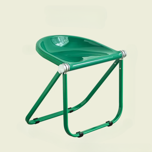 Folding Dining Chair Glossy PC Panel Chrome Plated Metal Frame Modern Transparent Accent Side Chair For Home Living Room C...