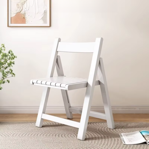 Solid Rubber Wood Folding Dining Chair Multi‑Color PU Leather Padded Fold‑able Side Chair for Kitchen Apartment - Dini...