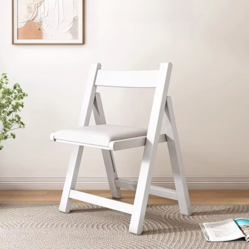 Solid Rubber Wood Folding Dining Chair Multi‑Color PU Leather Padded Fold‑able Side Chair for Kitchen Apartment - Dini...