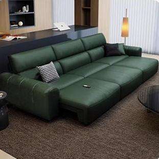 Taupe Leather Shaped Electric Reclining Sectional Sofa With Power Chaise - Sofa - QONKA HOME