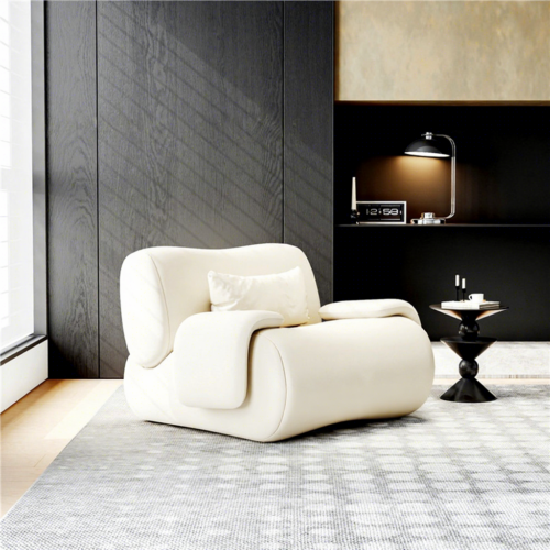 Italian-style Single-seater Sofa Chair - Sku 2 Rice White - QONKA HOME