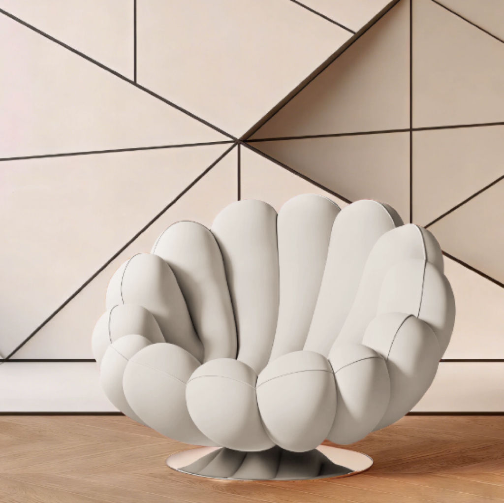 Swivel anemone accent chair white upholstery Fuzhou Qiankun Manufacturing Co. Ltd.