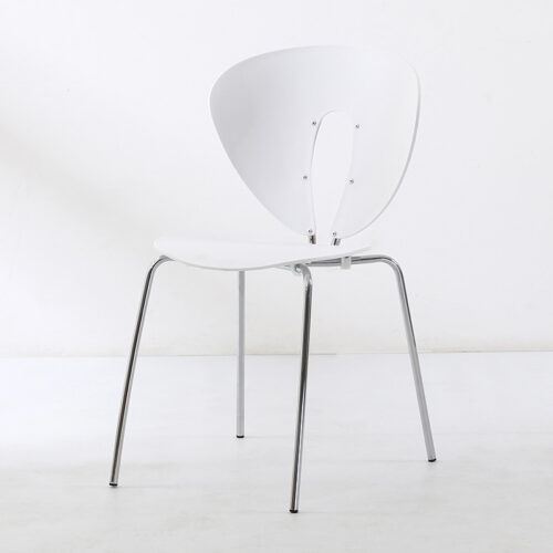 Modern Hollow Plastic Dining Chair with Color Coated Metal Legs Creative Curved Accent Chair - Dining chair - QONKA HOME