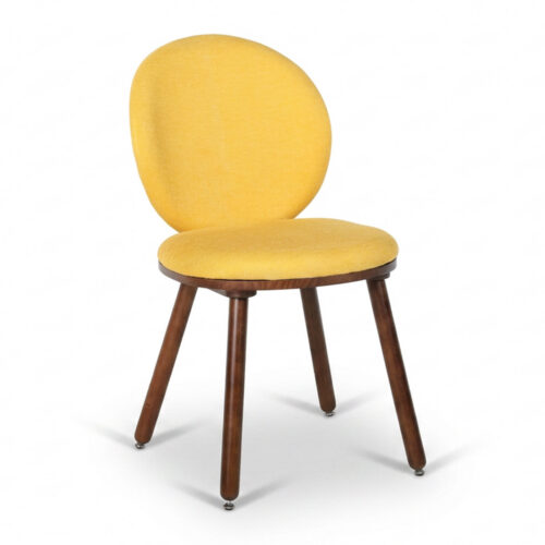 Modern Round Back Dining Chair Chenille Fabric Upholstered Side Chair with Solid Rubber Wood Legs for Home Kitchen - Dinin...
