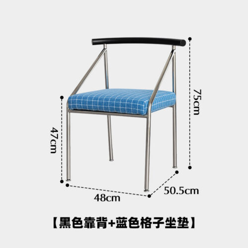 Dining Chair With White Ash Wood Backrest Stainless Steel Frame Fabric Upholstered Cushion Modern Minimalist Side Chair Fo...