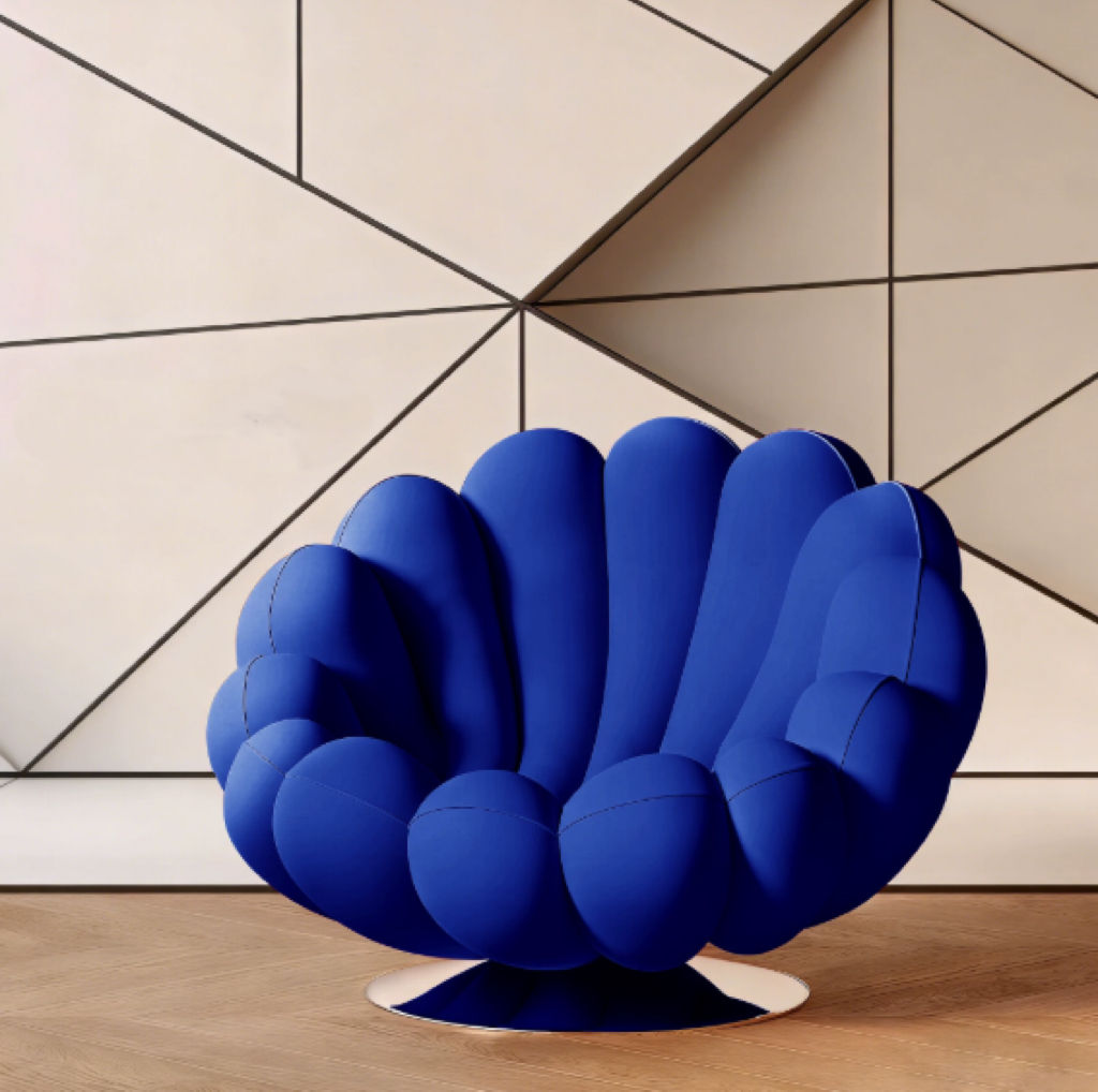Nordic swivel anemone chair blue fabric custom accent chair QONKA HOME wholesale