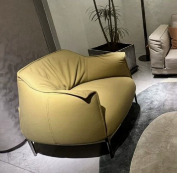Nordic-Style Single-Seater Leather Sofa, Lightly Luxurious, Minimalist, and Casual Sofa - Living room furniture - QONKA HOME