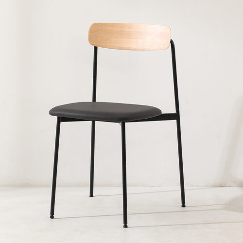 Dining Chair With Solid Wood Backrest Chrome Plated Metal Legs PU Padded Seat Modern Minimalist Side Chair For Kitchen Caf...