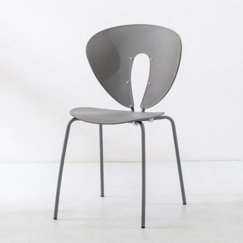 Modern Hollow Plastic Dining Chair with Color Coated Metal Legs Creative Curved Accent Chair - Dining chair - QONKA HOME