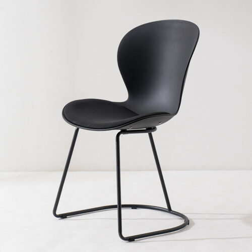 Modern Plastic Dining Chair Sled Metal Base Upholstered Seat Side Chair Multi‑Color Option for Kitchen Dining Room - Din...