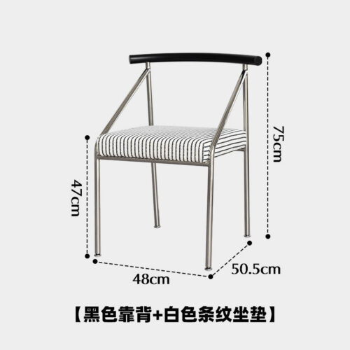 Dining Chair With White Ash Wood Backrest Stainless Steel Frame Fabric Upholstered Cushion Modern Minimalist Side Chair Fo...