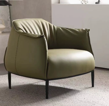 Nordic-Style Single-Seater Leather Sofa, Lightly Luxurious, Minimalist, and Casual Sofa - Living room furniture - QONKA HOME
