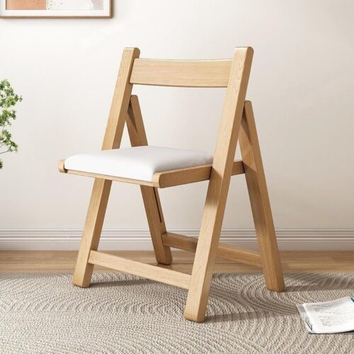 Solid Rubber Wood Folding Dining Chair Multi‑Color PU Leather Padded Fold‑able Side Chair for Kitchen Apartment - Dini...