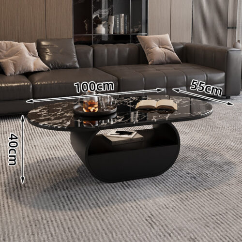 Modern Minimalist oval Tempered Glass Coffee Table - Coffee table - QONKA HOME