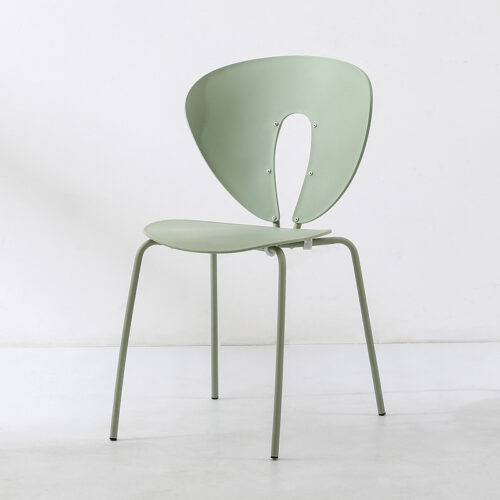 Modern Hollow Plastic Dining Chair with Color Coated Metal Legs Creative Curved Accent Chair - Dining chair - QONKA HOME