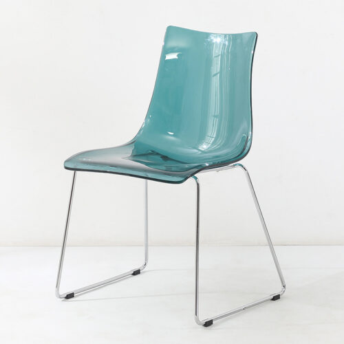 Transparent Plastic Dining Chair with Chrome Metal Sled Base Modern Accent Side Chair - Dining chair - QONKA HOME