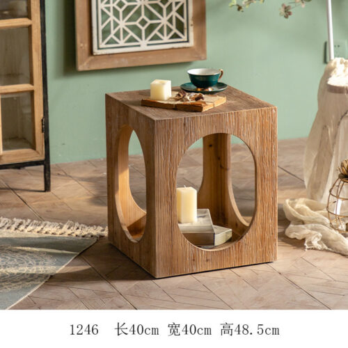 Rustic Distressed Wood Center Table Hexagonal Trapezoidal Rectangular - Coffee table - QONKA HOME