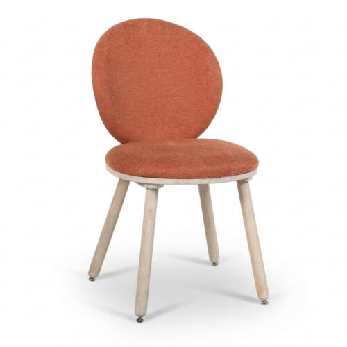 Modern Round Back Dining Chair Chenille Fabric Upholstered Side Chair with Solid Rubber Wood Legs for Home Kitchen - Dinin...