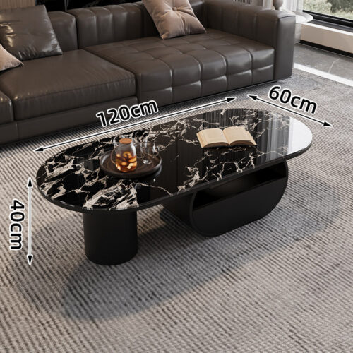 Modern Minimalist oval Tempered Glass Coffee Table - Coffee table - QONKA HOME