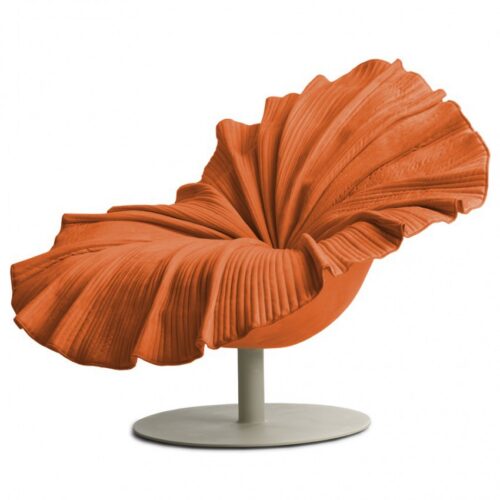 Modern Designer Simple Lotus Petal Fiberglass Swivel Chair - Living room furniture - QONKA HOME