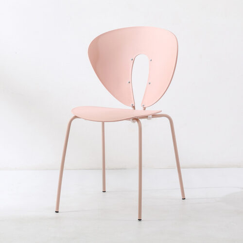 Modern Hollow Plastic Dining Chair with Color Coated Metal Legs Creative Curved Accent Chair - Dining chair - QONKA HOME