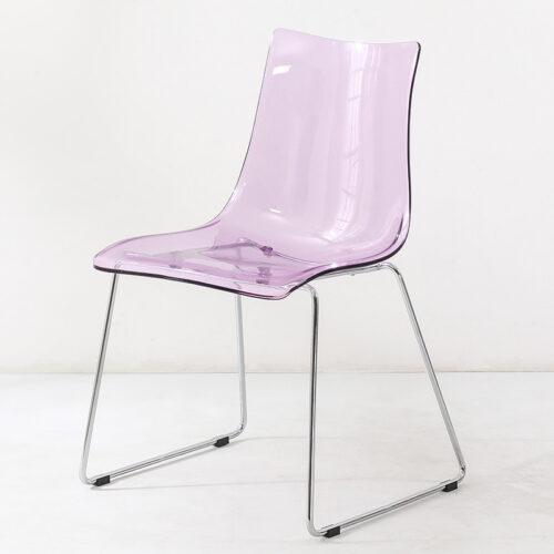 Transparent Plastic Dining Chair with Chrome Metal Sled Base Modern Accent Side Chair - Dining chair - QONKA HOME
