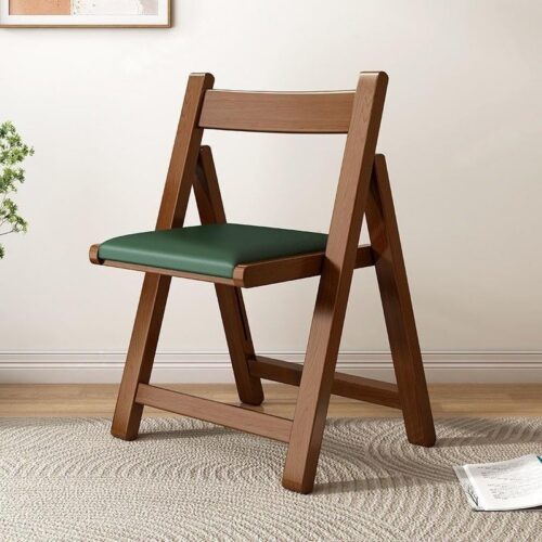 Solid Rubber Wood Folding Dining Chair Multi‑Color PU Leather Padded Fold‑able Side Chair for Kitchen Apartment - Dini...