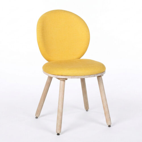 Modern Round Back Dining Chair Chenille Fabric Upholstered Side Chair with Solid Rubber Wood Legs for Home Kitchen - Dinin...