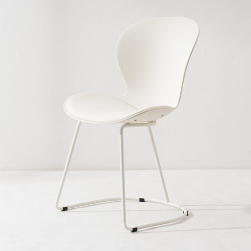 Modern Plastic Dining Chair Sled Metal Base Upholstered Seat Side Chair Multi‑Color Option for Kitchen Dining Room - Din...