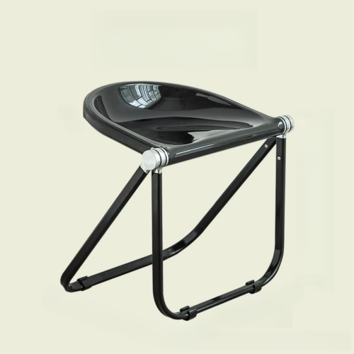 Folding Dining Chair Glossy PC Panel Chrome Plated Metal Frame Modern Transparent Accent Side Chair For Home Living Room C...