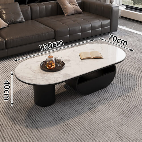 Modern Minimalist oval Tempered Glass Coffee Table - Coffee table - QONKA HOME