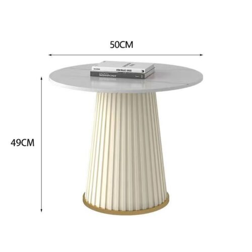 Modern Cream Round Coffee Table Set with Faux Marble Top and Fluted Base - Coffee table - QONKA HOME