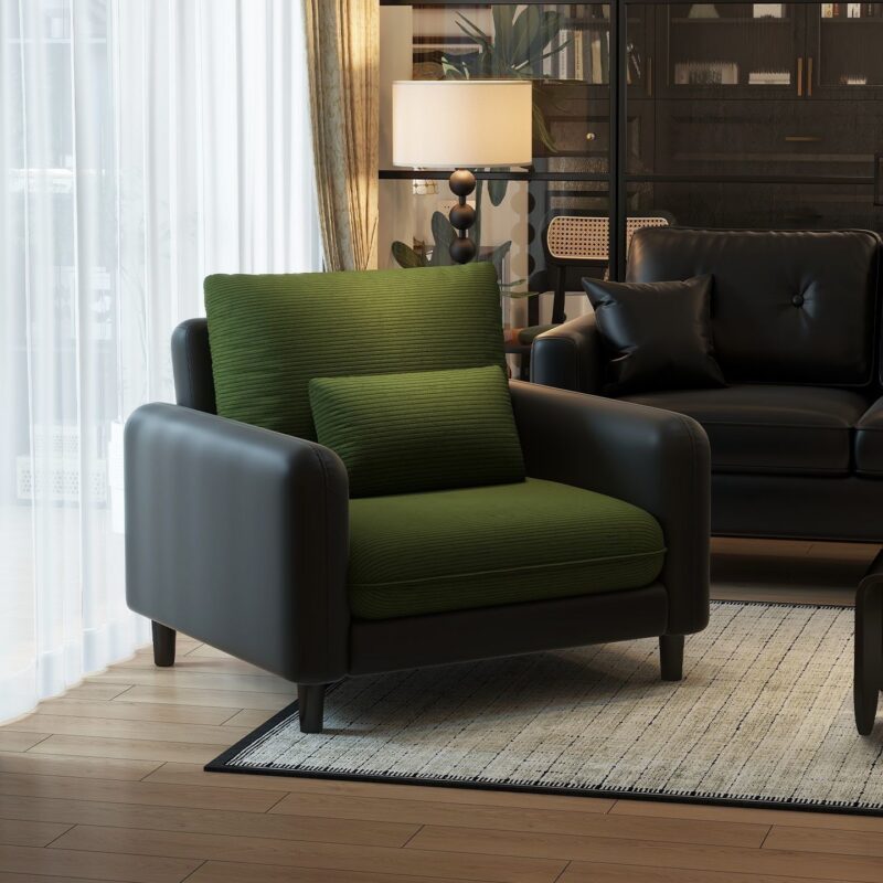 Vintage Single-Seater Sofa, Leather Single-Seater Sofa - Living room furniture - QONKA HOME