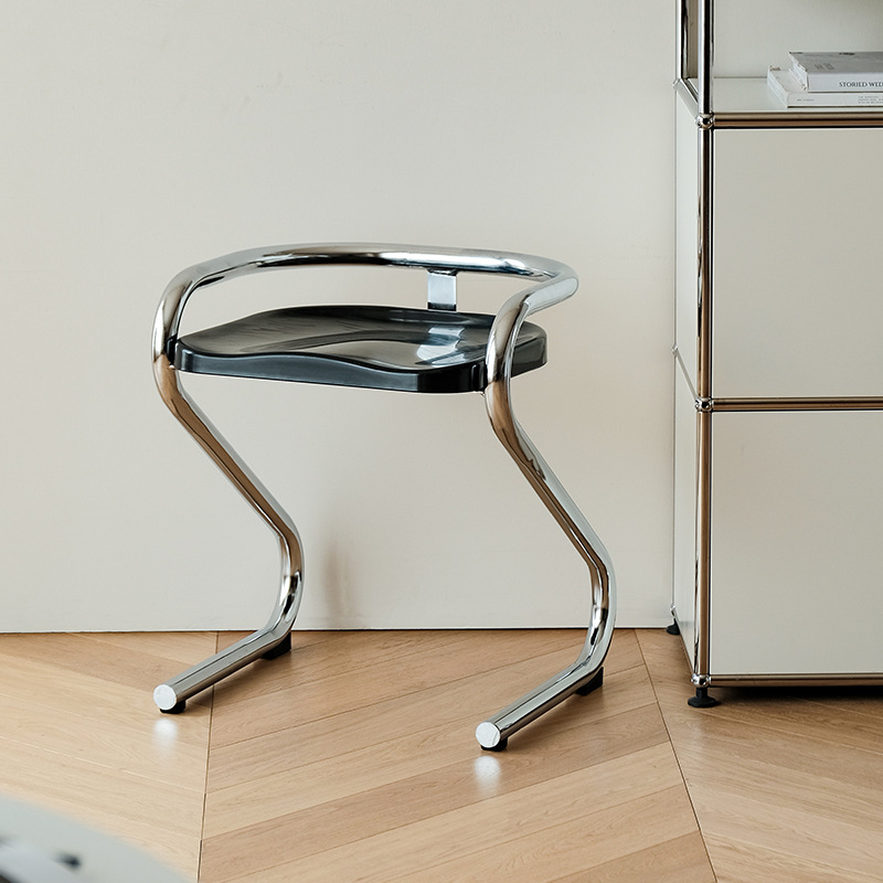 S Shape Cantilever Dining Chair Eco-Friendly PC Seat Chrome Metal Frame Simple Stackable Side Chair for Home Restaurant - ...