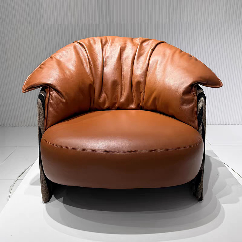 Nordic-style Single Armchair, Leather Sofa - Living room furniture - QONKA HOME