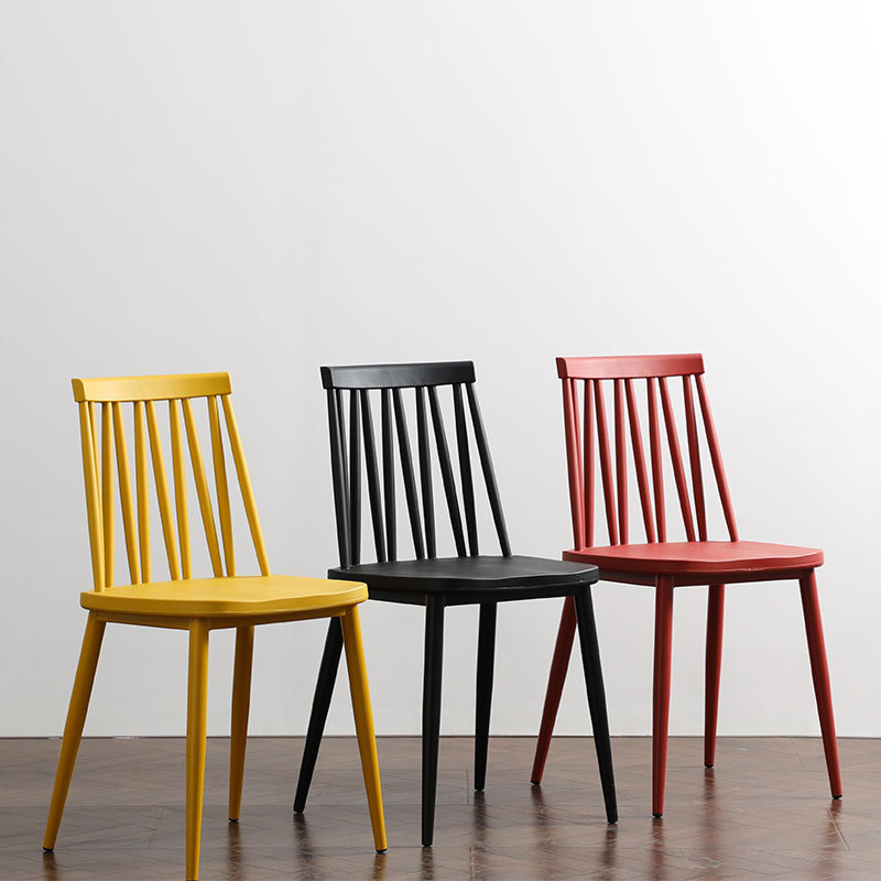 Windsor Style Dining Chair PP Seat Board Iron Frame Modern Plastic Side Chair for Home Kitchen Restaurant Cafe - Dining ch...