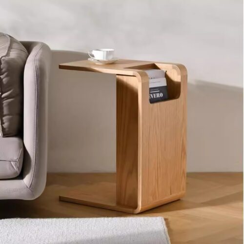 Minimalist Modern Solid Wood Sofa Side Table Living Room Coffee Table Storable Portable Home Furniture Bedroom Balcony Dec...