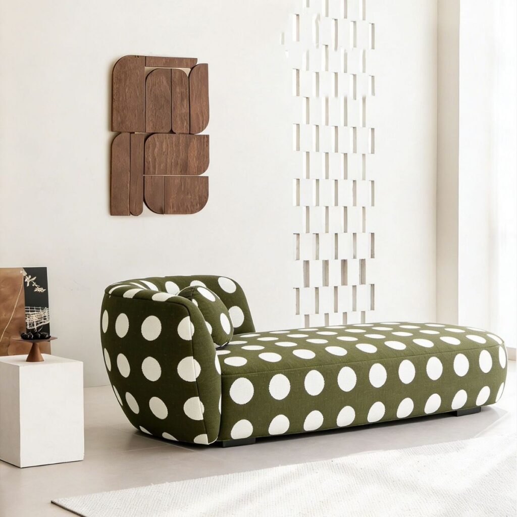 Modern, Minimalist Polka-dot Fabric Sofa, for the Living Room or Bedroom - Bedroom furniture - QONKA HOME