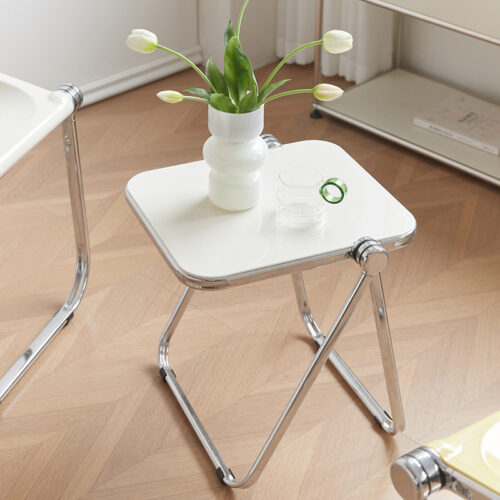Nordic Light Luxury Folding Transparent Side Table Simple Small Coffee Table for Balcony Bedroom Sofa Corner - Bedside tab...
